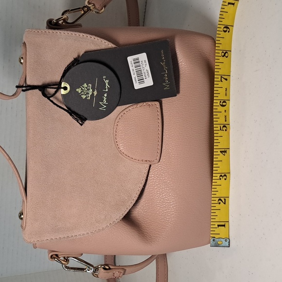 NWT Chic Pink Leather Crossbody Bag with Adjustable Strap By Moda Luxe - Picture 8 of 11